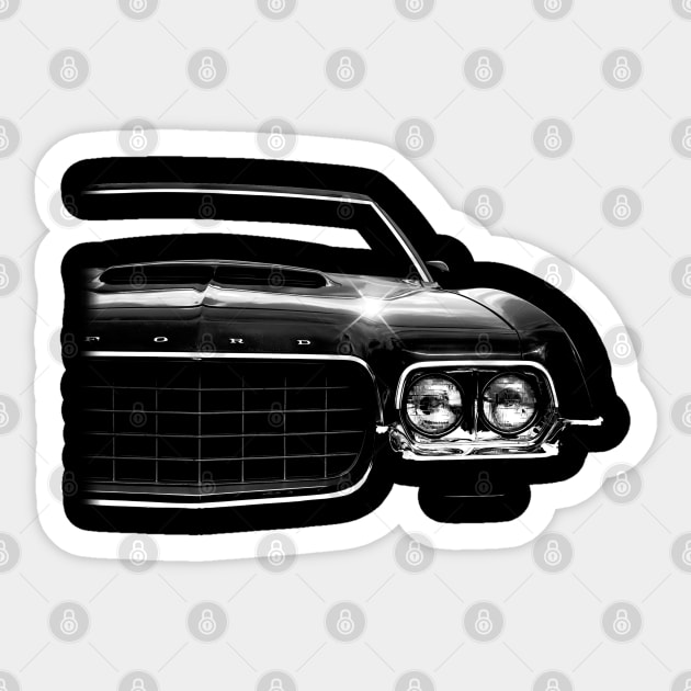 1972 ford gran torino, black shirt Sticker by hottehue